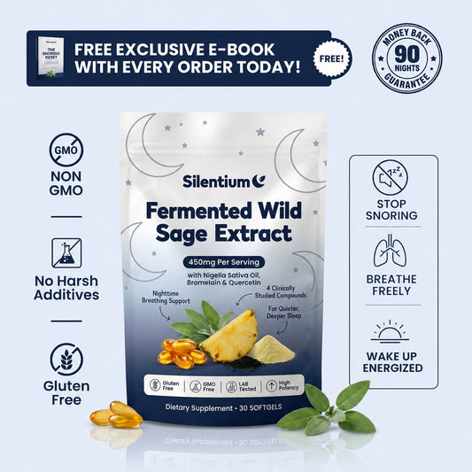 Silentium Fermented Wild Sage Extract — 90-night guarantee, stop snoring, breathe freely, wake up energized