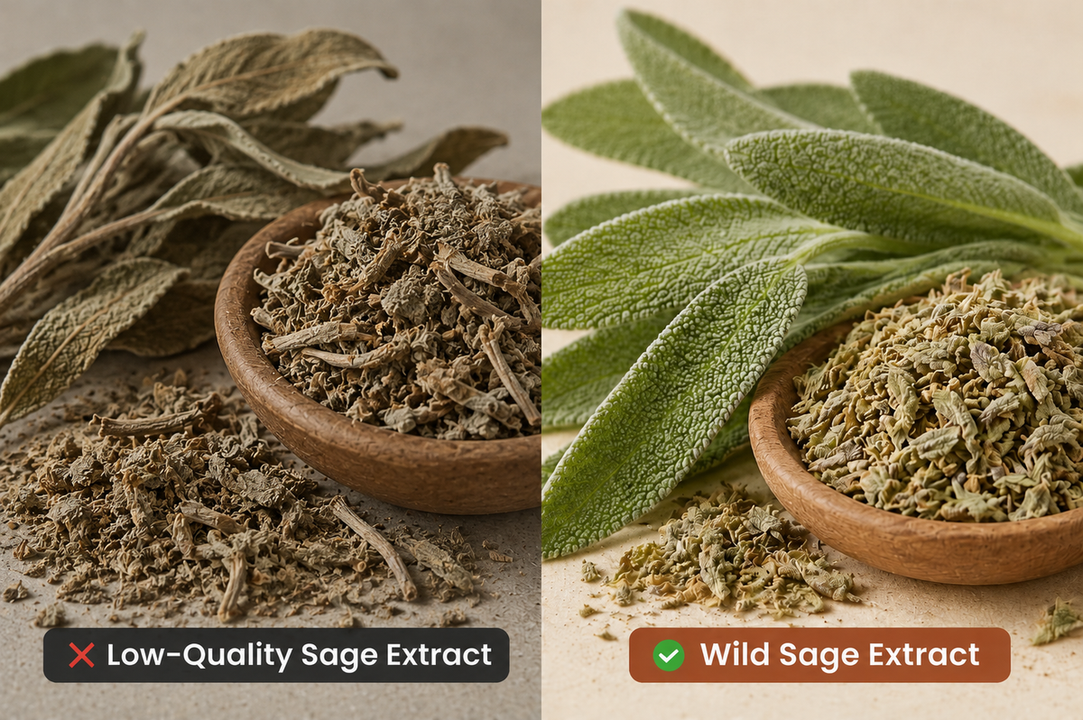 Low-quality sage extract compared with wild sage extract