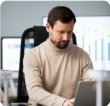 Man working on Laptop